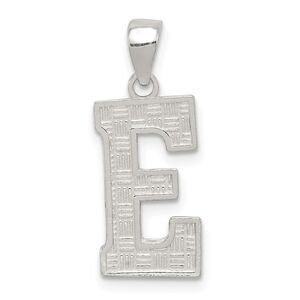 Sterling Silver, Sami Collection, Textured Block Initial E Pendant
